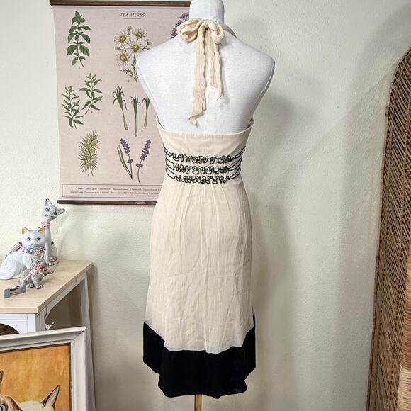 Y2k Silk Ruffle Halter Babydoll Dress Fairy Gloomy Coquette Femme Black Swan 8P - Picture 2 of 6